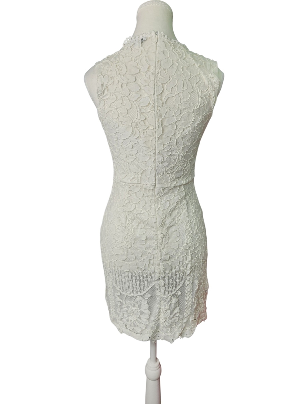 Fashion Nova White Lace Crochet Sheath Dress Small Bridal Shower Boho Mini Fairy - Picture 4 of 14